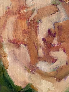 Recuerdos de agosto. Pintura al óleo floral, impresionista, rosas, obra de arte figurativa