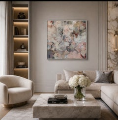 Elusive Memories. Medium size, Abstract Art in Grey, Beige and Dusty Pink