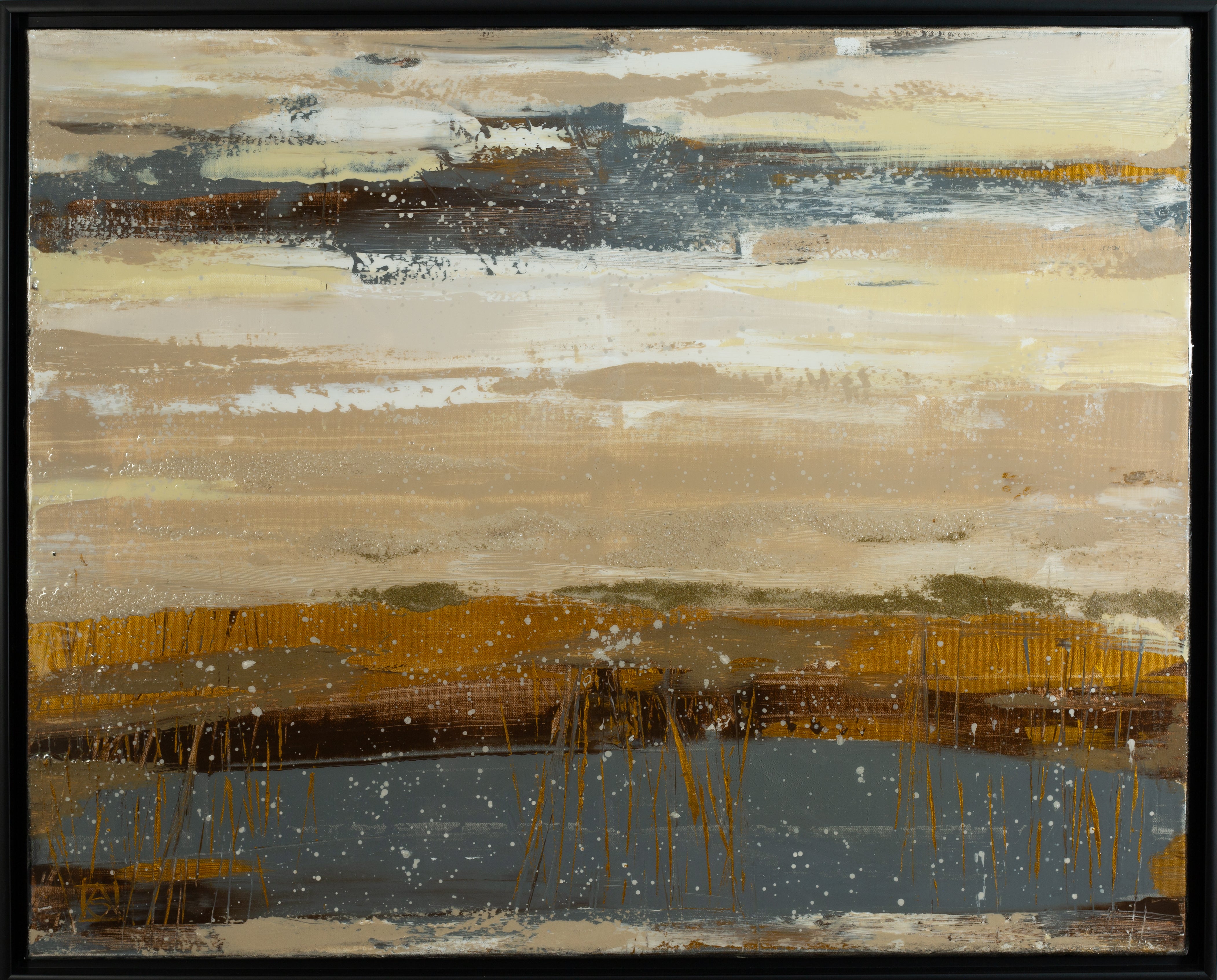 Snow. Abstract Winter Landscape, Contemporary, Textured Art, Mixed Media