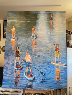 Reflections of summer . X-large figurative painting . Modern Contemporary.