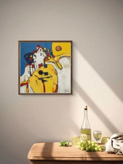 Wahnsinnige Sonne. Klein, gerahmt, Sonne, Himmel, hell, fröhlich, halbabstrakt, Hügel, modern