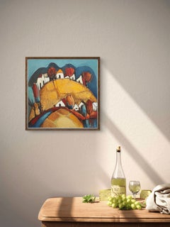 Far away. small, framed, landscape, fall, rural, countryside, cottage house