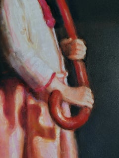 Umbrella, oil painting, vertical format, small size, interior painting