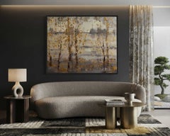 Golden Drops. A large-scale canvas with textured effects. Mixed media