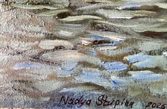 At the Bergen pier. Original landscape painting . X-Large Impressionism .