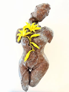 Regina.Emergence Series Contemporary Ceramic Female Torso Sculpture with Flowers
