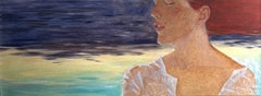 Flow. Quiet, atmospheric horizontal painting/living room art