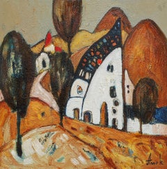 Das Weiße Haus. Herbstfarben, Herbst, Erdtöne, klein, gerahmt, warm