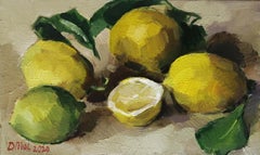 Lemons from Bergamo. Italian Still Life, Original Impressionist Oil Painting