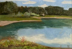 Still Waters at Weitmannsee. Landscape lake oil painting, nature impressionist