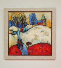 Early spring. couple, love, walking together, road, family, just married, kind