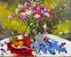 Summer Still Life in the Garden. Floral still life, vibrant colors, sunlit