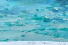 Cloudy sky over Kemer. Original gouache landscape painting . Small size . Gift
