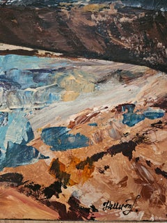 Mountain Serenity. Abstract mountain landscape, Arctic art, blue painting