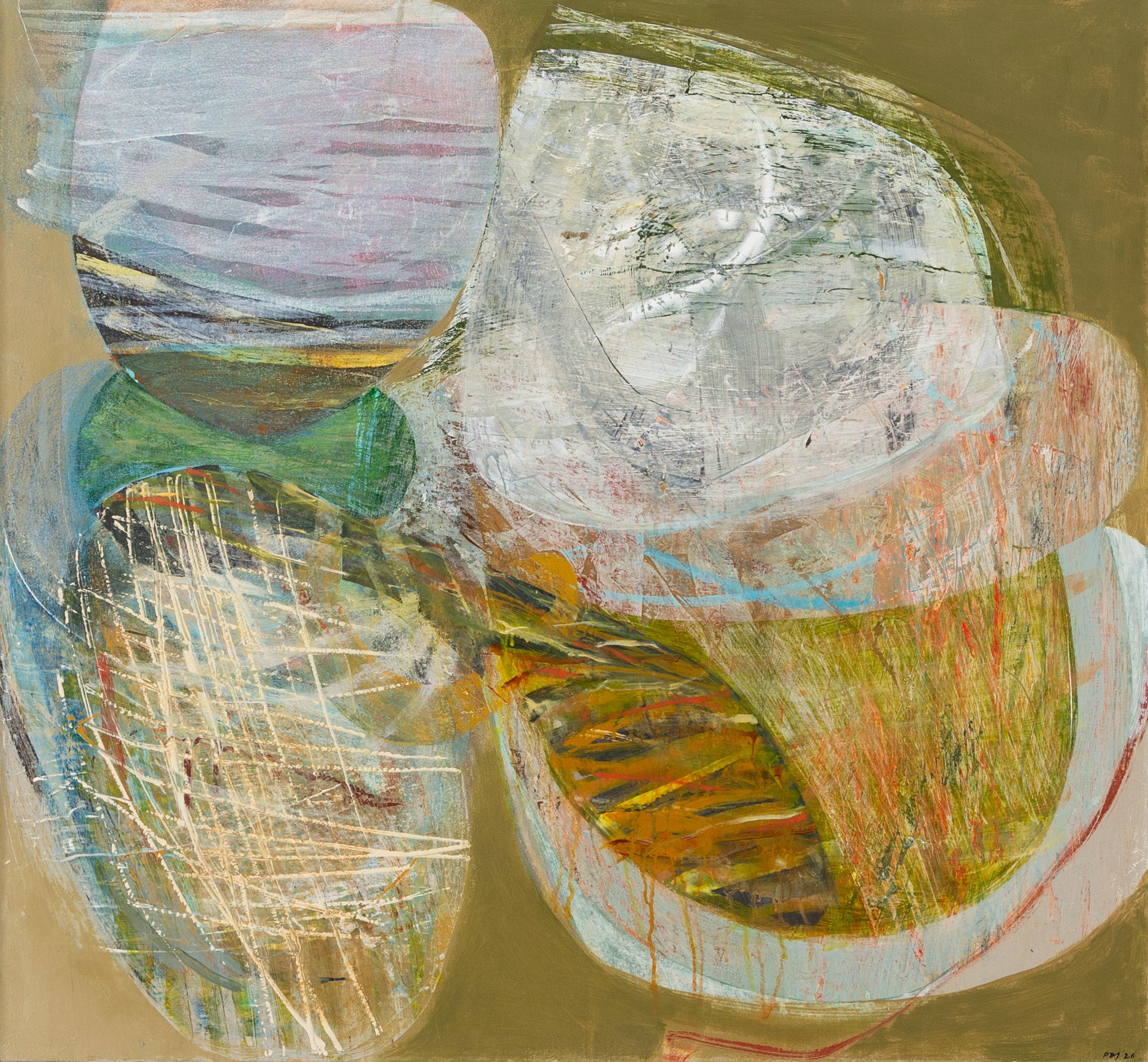 Abstract Painting de Peter Joyce - Chalk Pit - Pintura acrílica abstracta contemporánea en tonos tierra