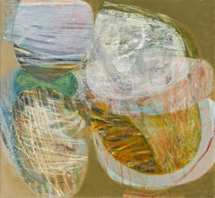 Chalk Pit - Pintura acrílica abstracta contemporánea en tonos tierra