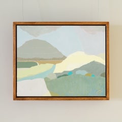 Winter Light - Contemporary Landscape Oil Painting in Grey, Yellow + Green
