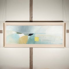 Lemonstrand - Abstract Coastal Landscape Oil Painting in Grey, Blue + Yellow