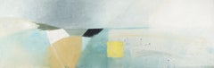 Lemonstrand - Abstract Coastal Landscape Oil Painting in Grey, Blue + Yellow