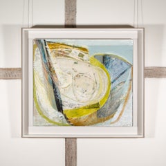 Tilly Whim - Cuadro contemporáneo abstracto en acrílico sobre tabla, en tonos grises y blancos