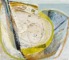 Tilly Whim - Cuadro contemporáneo abstracto en acrílico sobre tabla, en tonos grises y blancos