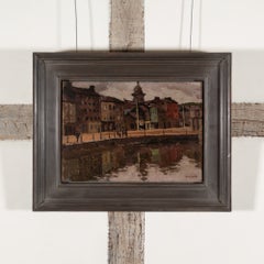 Waterford Harbour - 20th Century Landscape Oil Painting with Buildings + Water