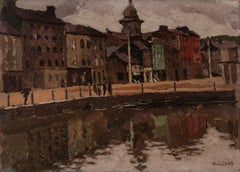 Waterford Harbour - 20th Century Landscape Oil Painting with Buildings + Water