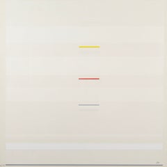 May 4 - 1970s Minimalist Modernist Abstract Print with Acetate in Grey and White
