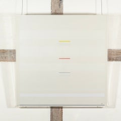 May 4 - 1970s Minimalist Modernist Abstract Print with Acetate in Grey and White
