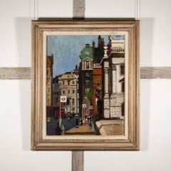 The Aldwych, Londres - Peinture à l'huile représentant un paysage urbain moderniste du XXe siècle