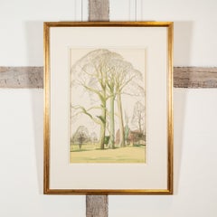 Shepherd's Hut Below Winter Trees - 20th Century Watercolour Landscape Painting