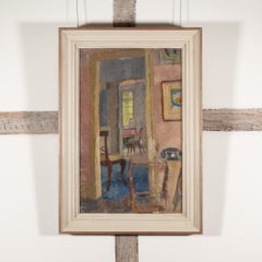 Interior View - 20th Century Modern British Domestic Interior Oil Painting