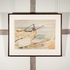 Portland Bill - Aquarelle représentant un paysage marin anglais du XXe siècle avec l'océan