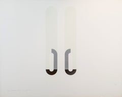 „Two Tunnels“ – Minimalistischer britischer Schwarz-Weiß-Siebdruck aus den 1960er Jahren von Gerald Laing