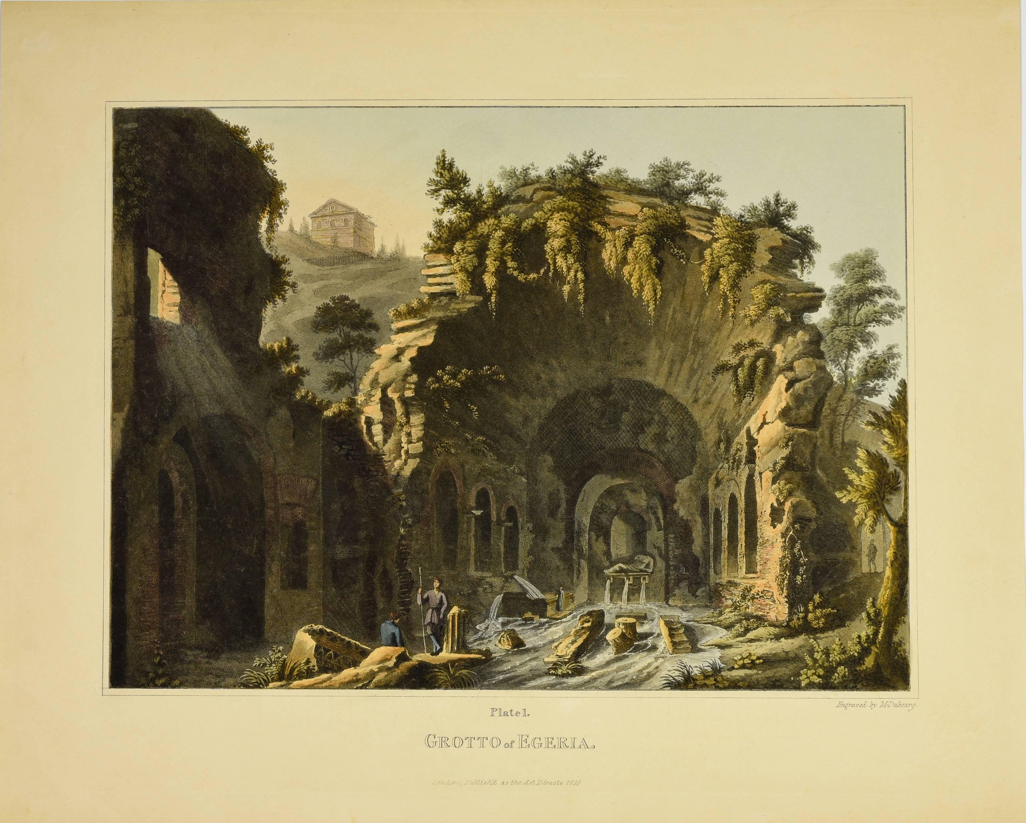 Set of 8 Hand Colored Aquatints of Roman Monuments by Matthew Dubourg, 1838 - Other Art Style Print by Matthew Dubourg 