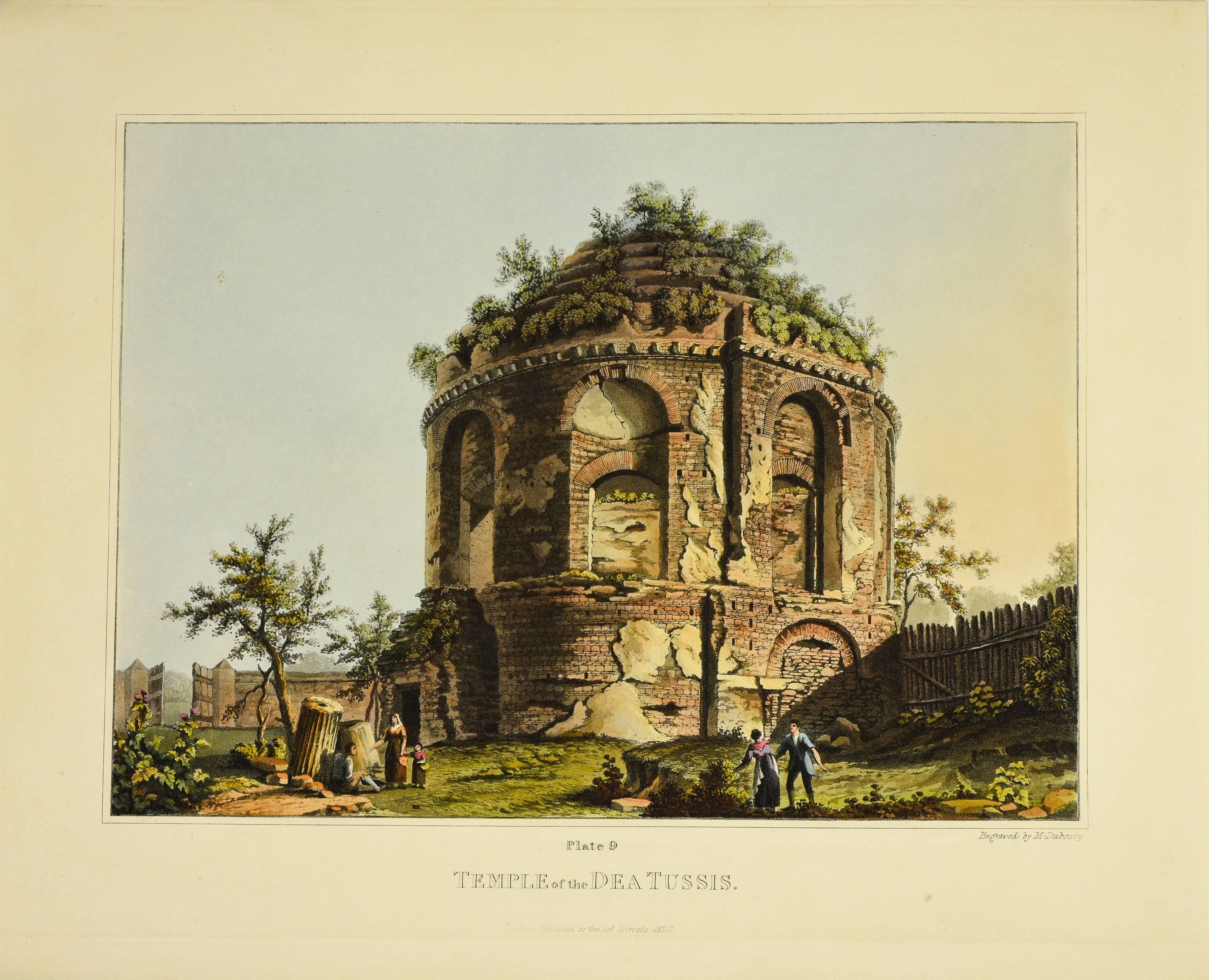 Set of 8 Hand Colored Aquatints of Roman Monuments by Matthew Dubourg, 1838 - Beige Landscape Print by Matthew Dubourg 