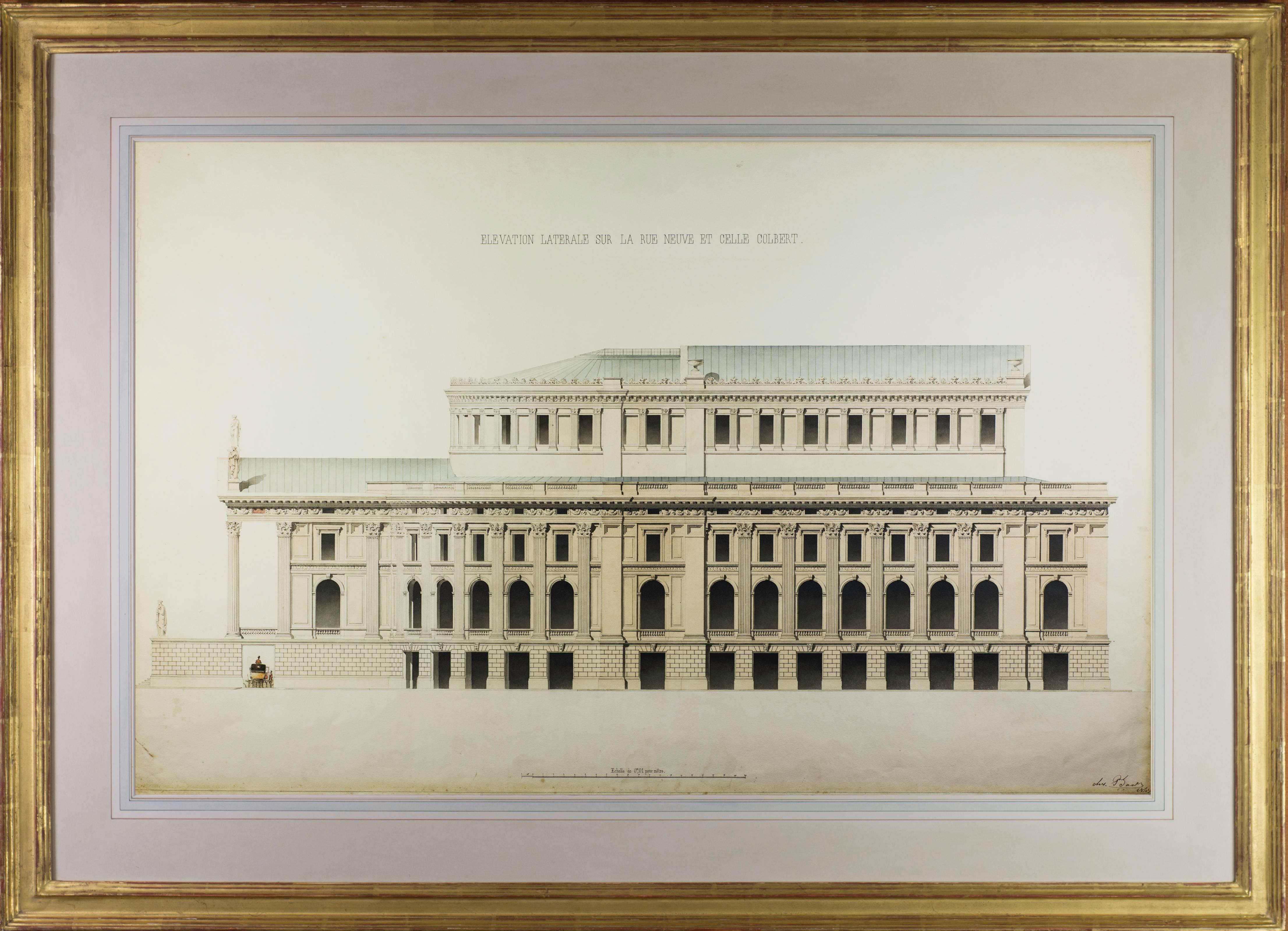 Pair of Large ca. 1845 Beaux Arts Drawings -  Paris Opera House 2