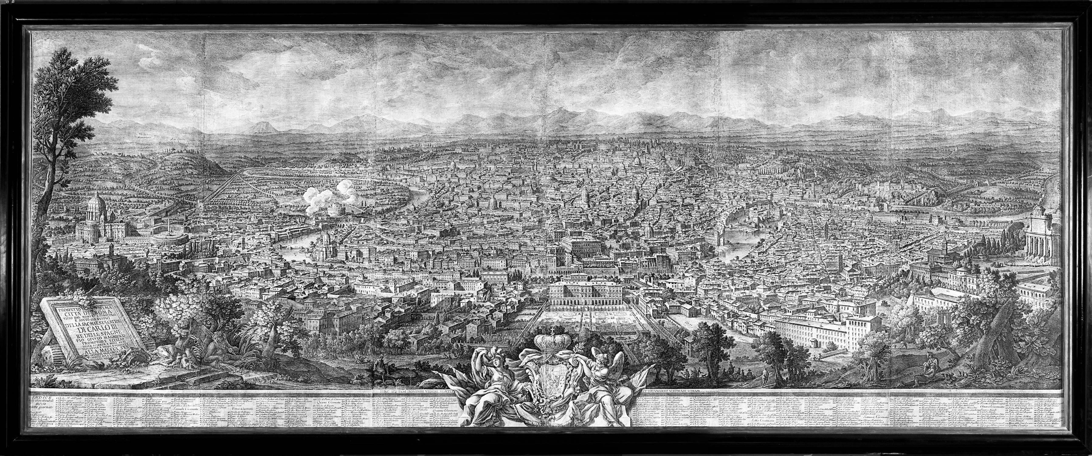 Ex-Chatsworth House, Monumental, 9 Foot Long, 1765 View of Rome, Etching by Vasi - Print by Giuseppe Vasi