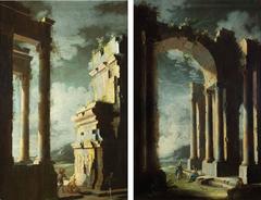 Pair of Early 18th Century Italian Architectural Paintings by Coccorante