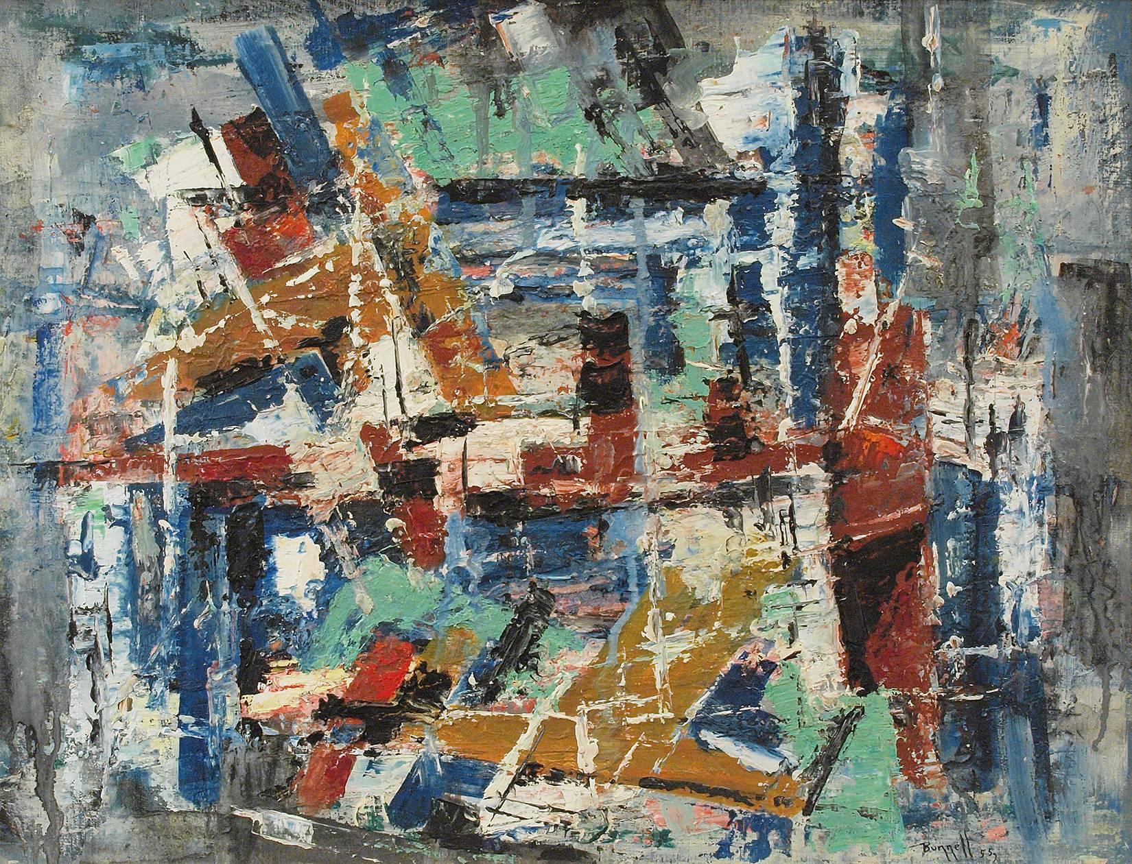 New York Harbor (Abstract Expressionist Composition) - Painting by Charles Ragland Bunnell