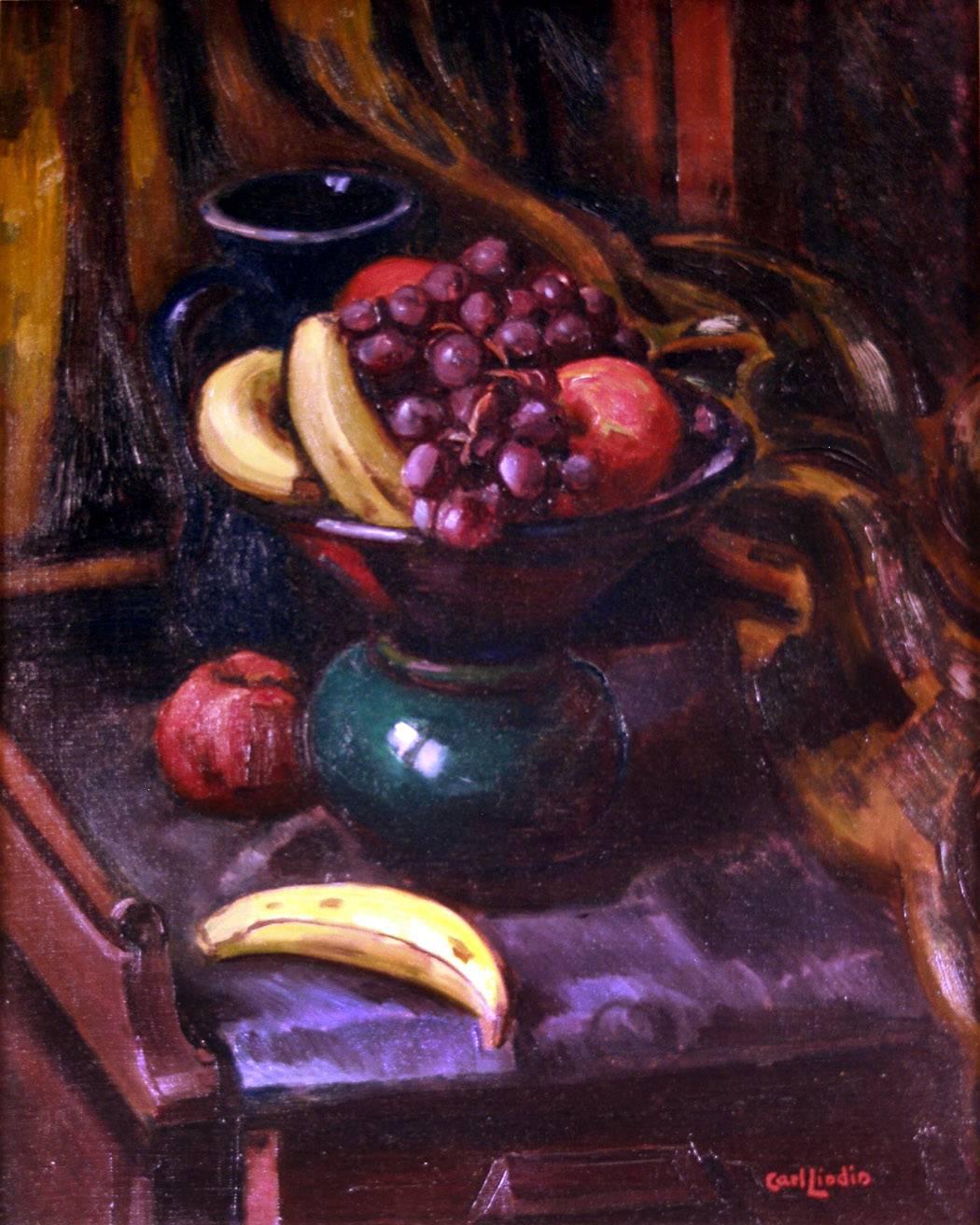 Still Life with Fruit - Painting by Carl Lindin