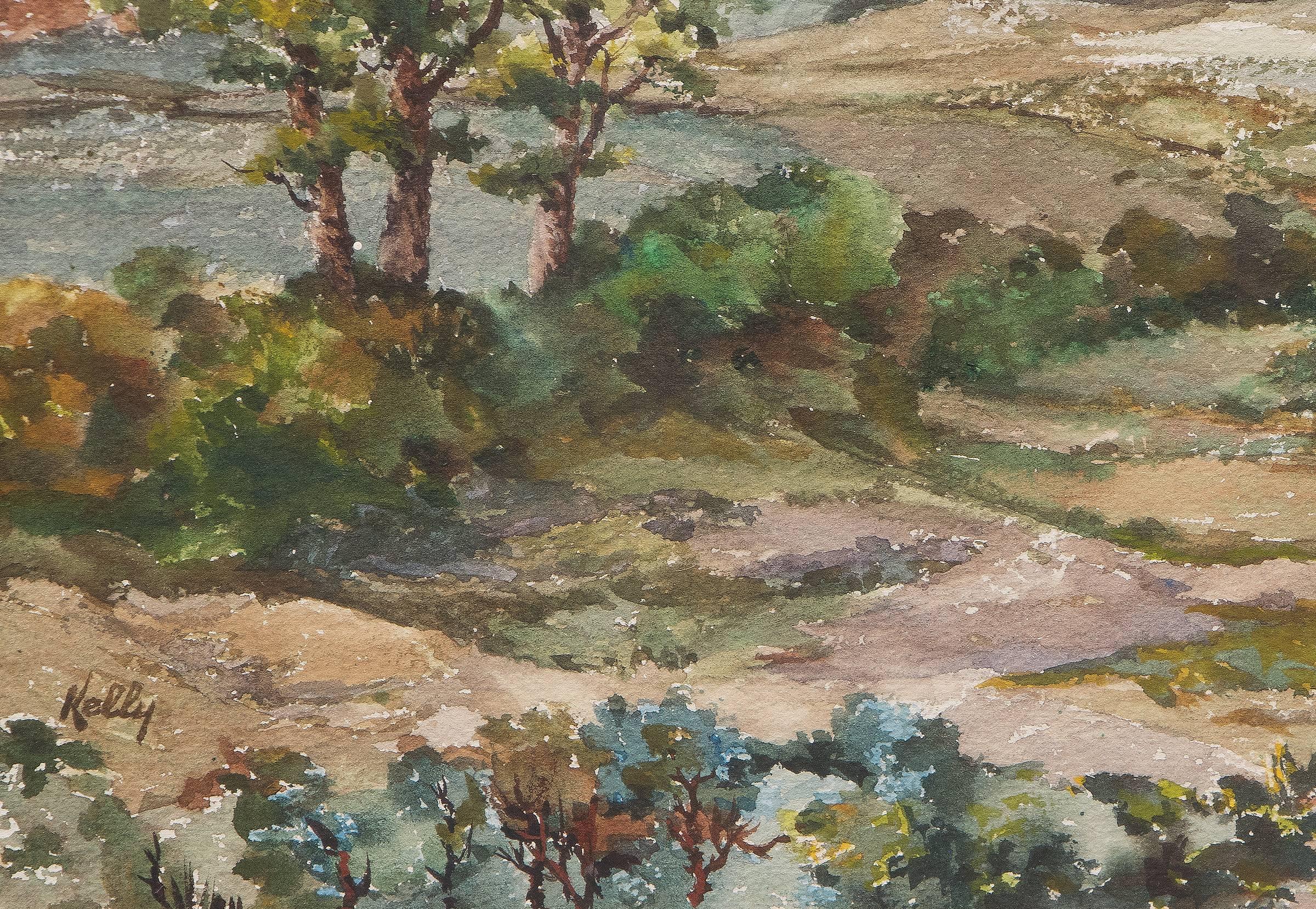 Taos Mountain (New Mexico) - Beige Landscape Art by Jerry Kelly