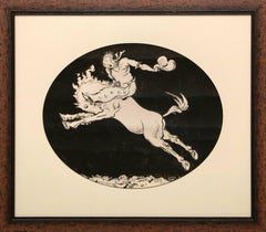 Rider on Bucking Bronco (Original Artwork for 1937 Sun Valley Rodeo Poster)