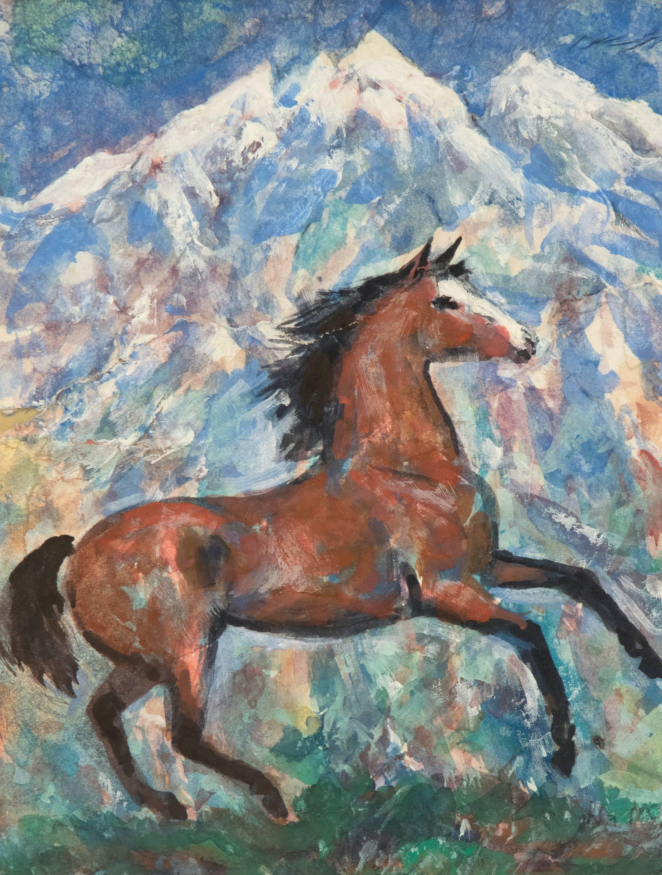 Untitled (Horse and Mountain) - Painting by Ila Mae McAfee