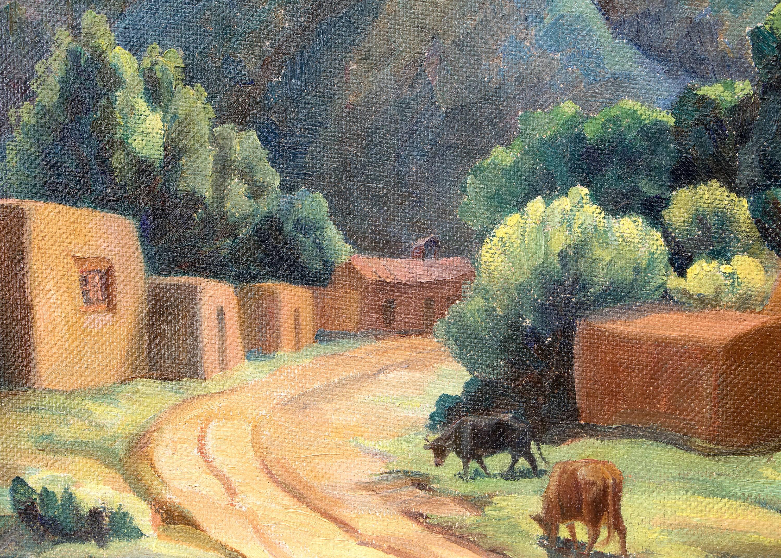 Arroyo Seco - Near Taos, New Mexico - Brown Landscape Painting by Anna Keener