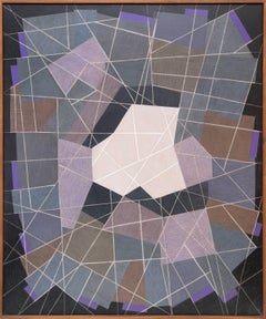 Stone Quarry, 1960s Abstract Acrylic Paper Collage by Margo Hoff, Purple Gray