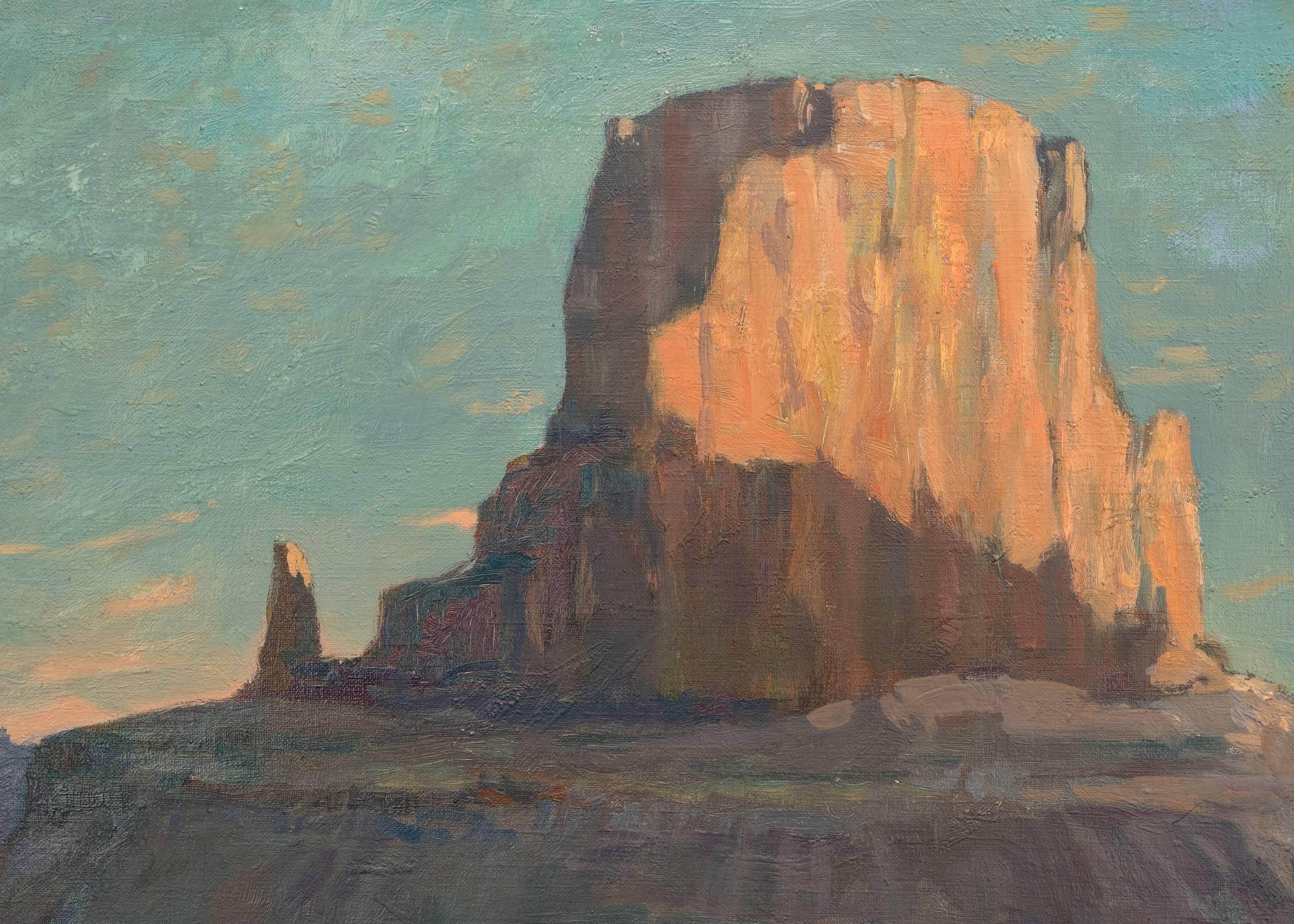 Navajo with Sheep - Brown Landscape Painting by John Modesitt