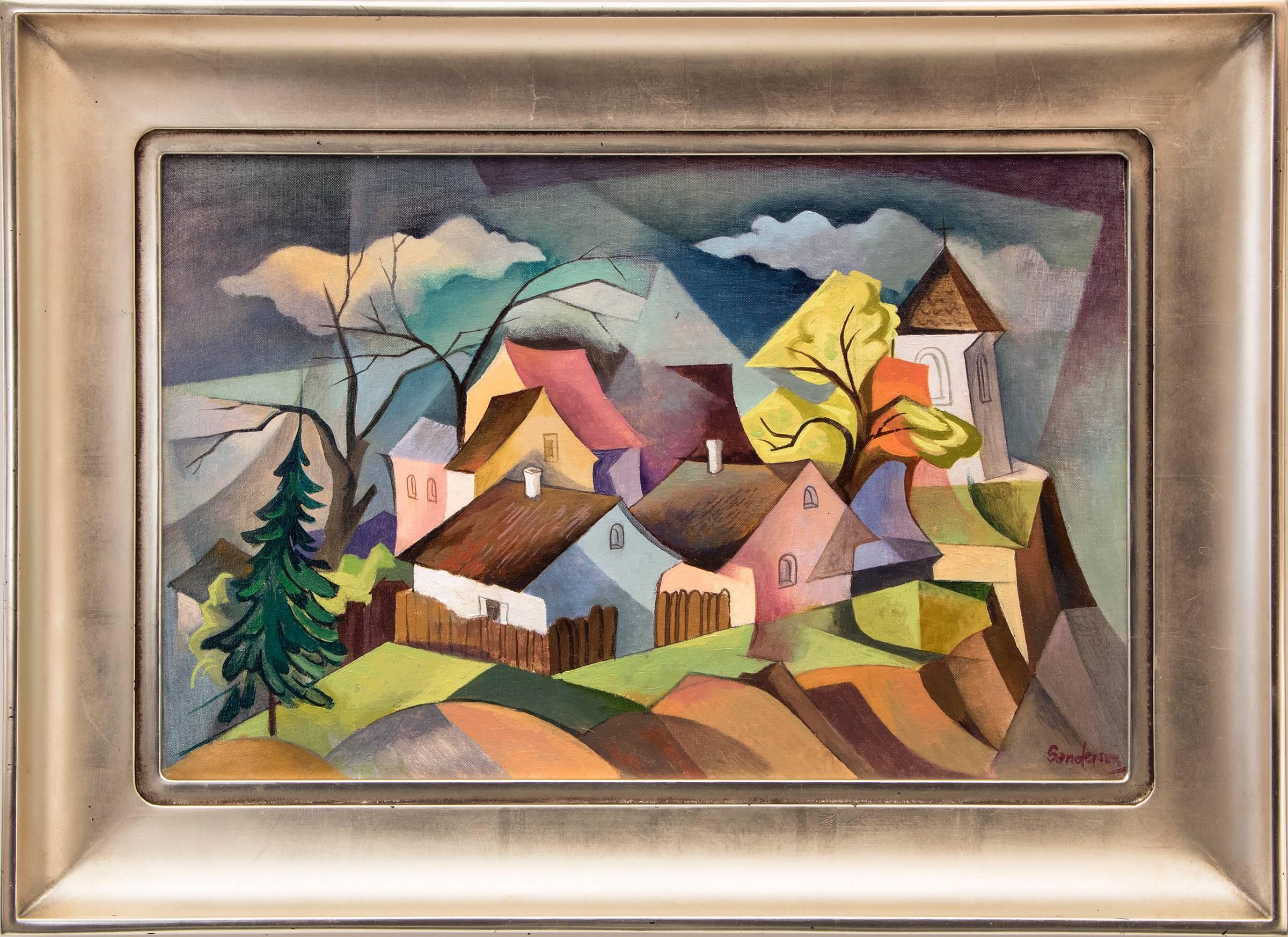 Sans titre (Colorado Town) - Marron Figurative Painting par William Sanderson