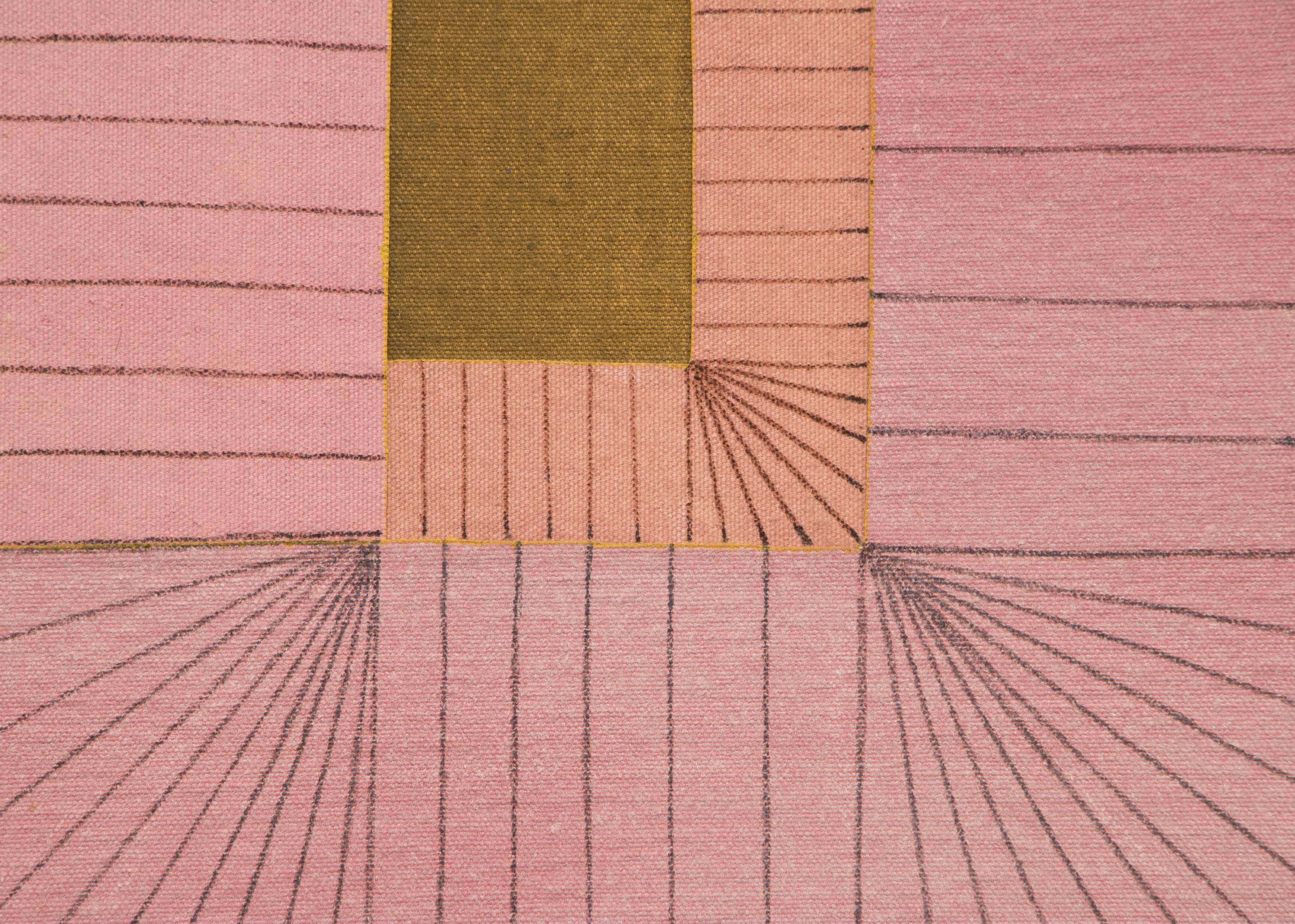 Untitled (Abstract in pink, coral, brown and black) - Painting by Margo Hoff