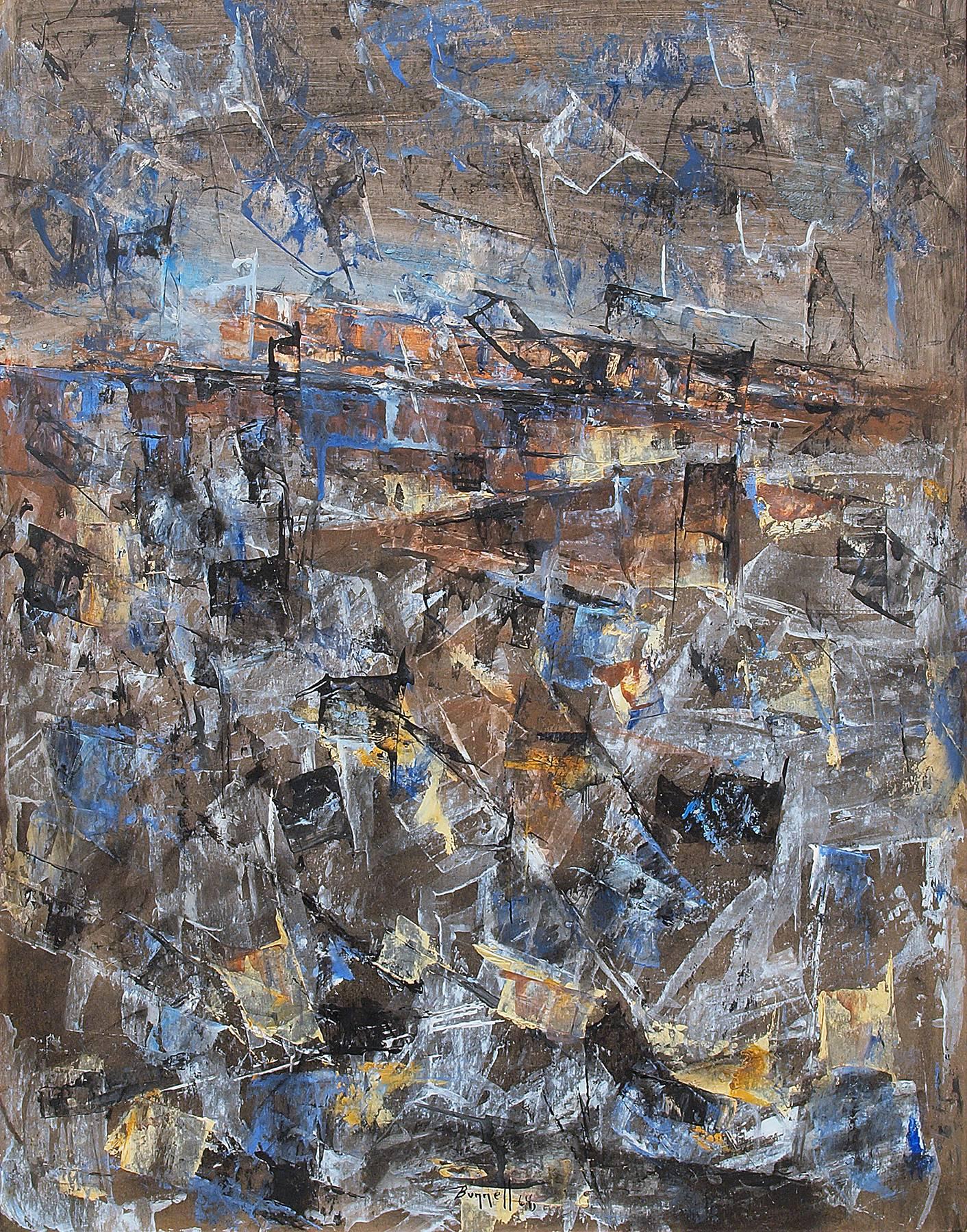 Untitled (Abstract Expressionist Composition) - Gray Abstract Painting by Charles Ragland Bunnell